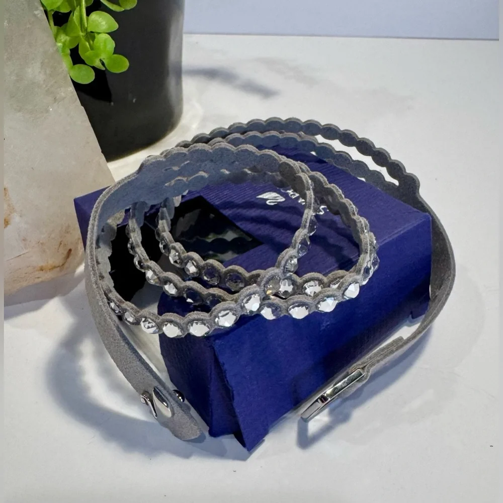 Swarovski Grey Power Slake Collection 3 Strand Crystal Bracelet NIB - Picture 5 of 13